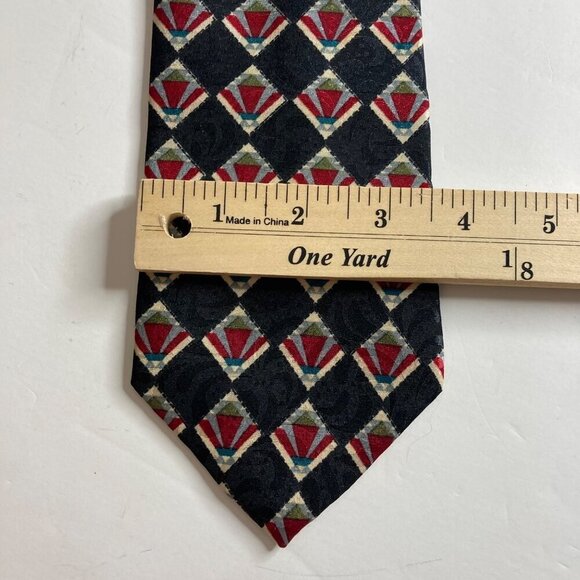 Christian Dior‎ Monsieur Geometric Tie Black Maroon Blue Made in USA - Picture 5 of 7